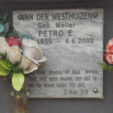 WESTHUIZEN Petro E., van der nee MOLLER 1935-2002