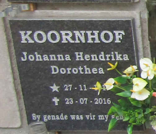 KOORNHOF Johanna Hendrika Dorothea ?-2016