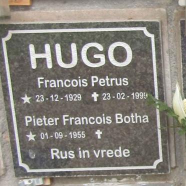 HUGO Francois Petrus 1929-1999 :: HUGO Pieter Francois Botha 1955-