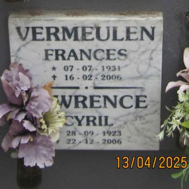 LAWRENCE Cyril 1923-2006 & VERMEULEN Frances 1931-2006