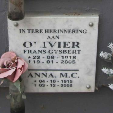 OLIVIER Frans Gysbert 1918-2005 & Anna M. C. 1915-2008