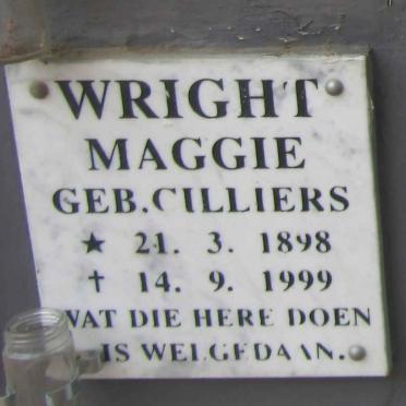 WRIGHT Maggie nee CILLIERS 1898-1999