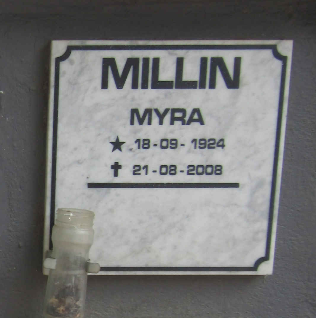 MILLIN Myra 1924-2008