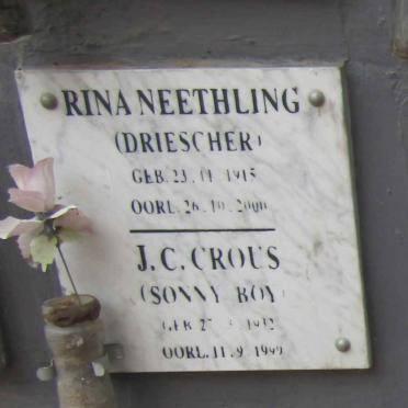 NEETHLING Rina nee DRIESCHER 1915-2000 :: CROUS J.C. 1932-1999 