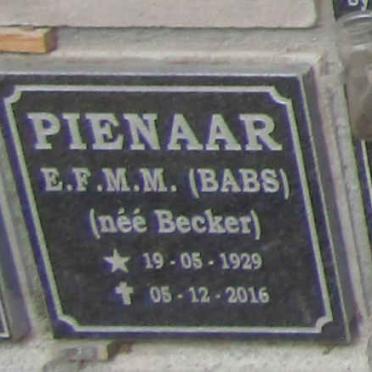 PIENAAR  E.F.M.M. nee BECKER 1929-2016