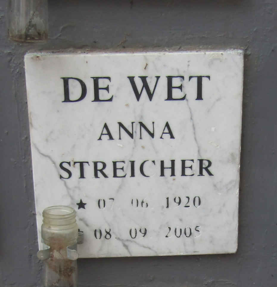 WET Anna, de nee STREICHER 1920-2005