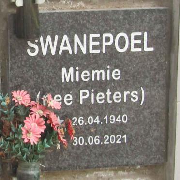 SWANEPOEL Miemie nee PIETERS 1940-2021