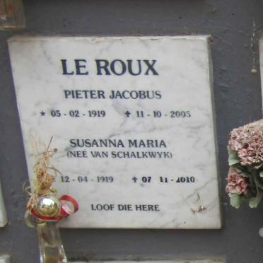 ROUX Pieter Jacobus, le 1919-2005 & Susanna Maria VAN SCHALKWYK 1919-2010