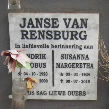 RENSBURG Hendrik Jacobus, Janse van 1920-2000 & Susanna Margeretha 1924-2010