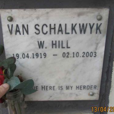 SCHALKWYK W. Hill, van 1919-2003