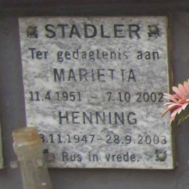 STADLER Henning 1947-2003 & Marietta 1951-2002