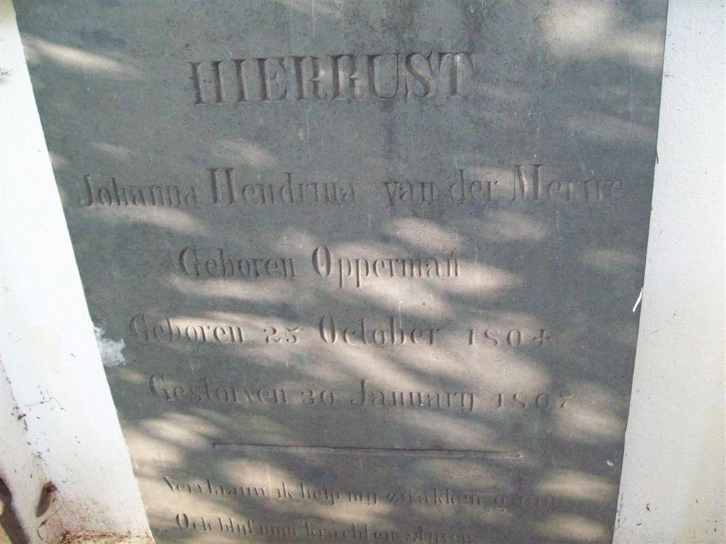 MERWE Johanna Hendrina, van der nee OPPERMAN 1804-1867