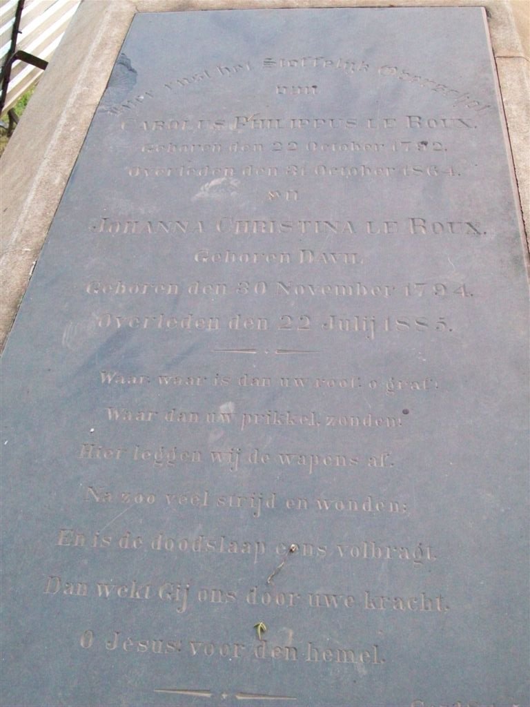 ROUX Carolus Philippus, le 1792-1864 &amp; Johanna Christina DAVEL 1794-1885