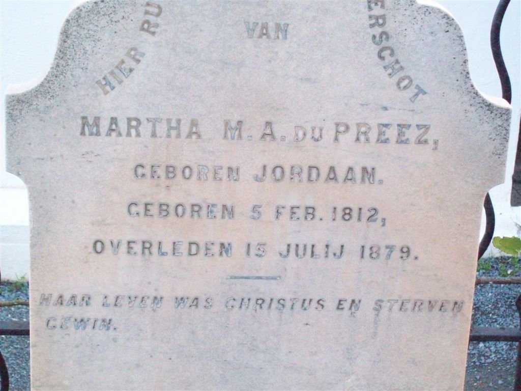 PREEZ Martha M.A., du nee JORDAAN 1812-1879