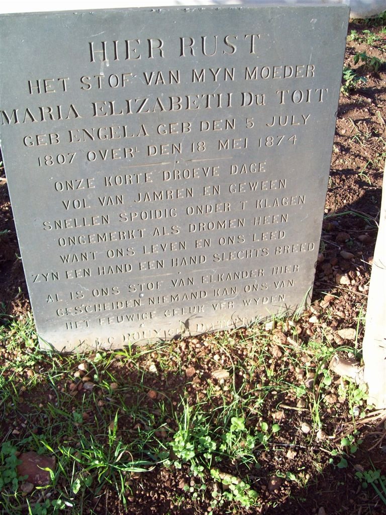 TOIT Maria Elizabeth nee ENGELA 1807-1874 :: LE ROUX J.E. nee DU TOIT_1