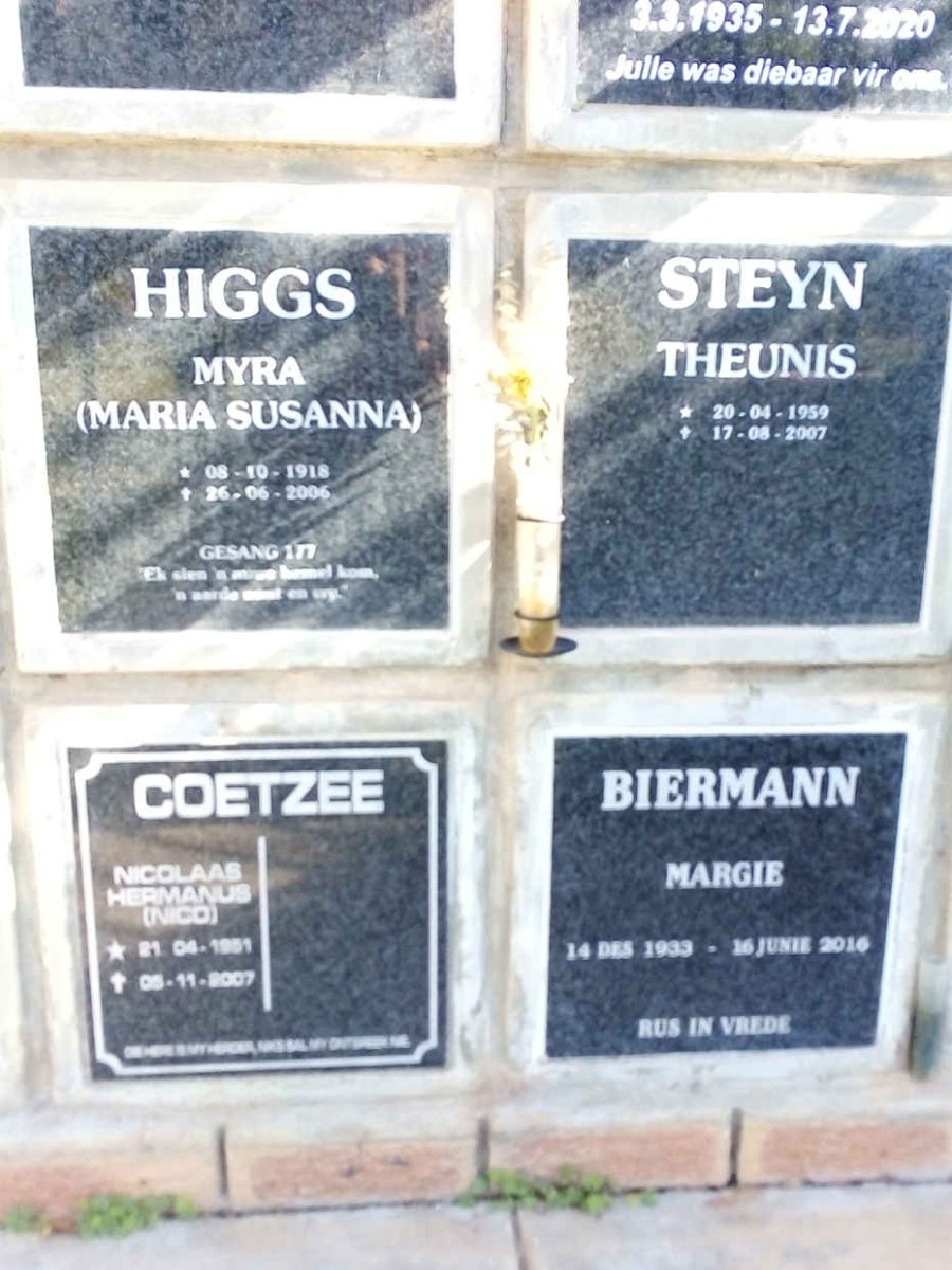HIGGS :: STEYN :: COETZEE :: BIERMANN