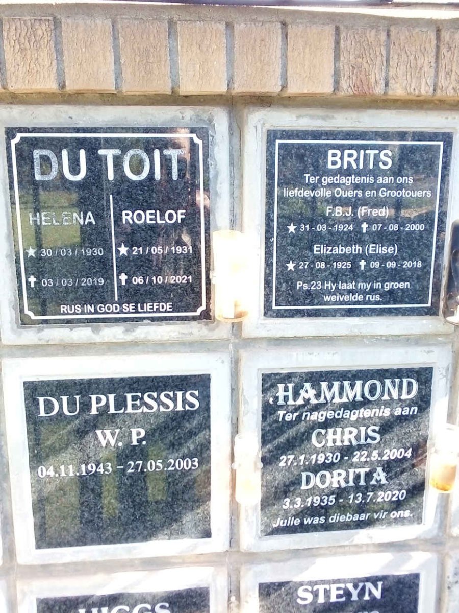 TOIT, du :: BRITS :: DU PLESSIS :: HAMMOND