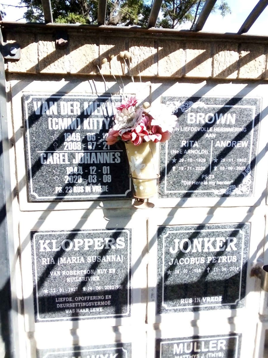 MERWE, van der :: BROWN :: ARNOLDI :: KLOPPERS :: JONKER