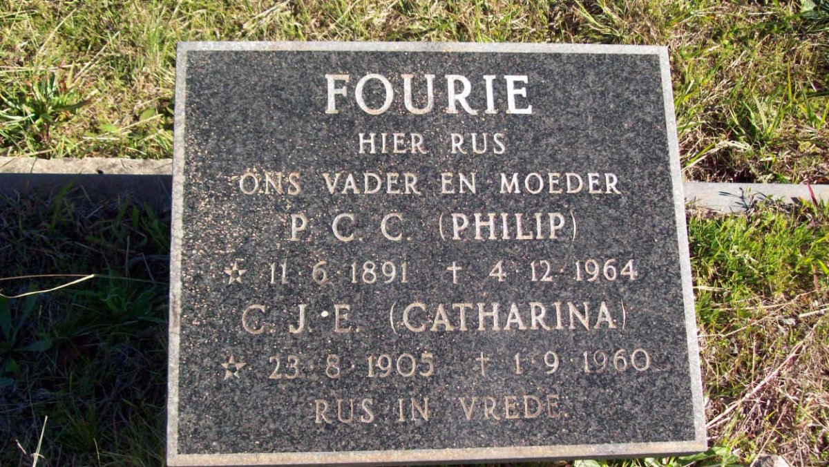 FOURIE P.C.C. 1891-1964 &amp; C.J.E. 1905-1960