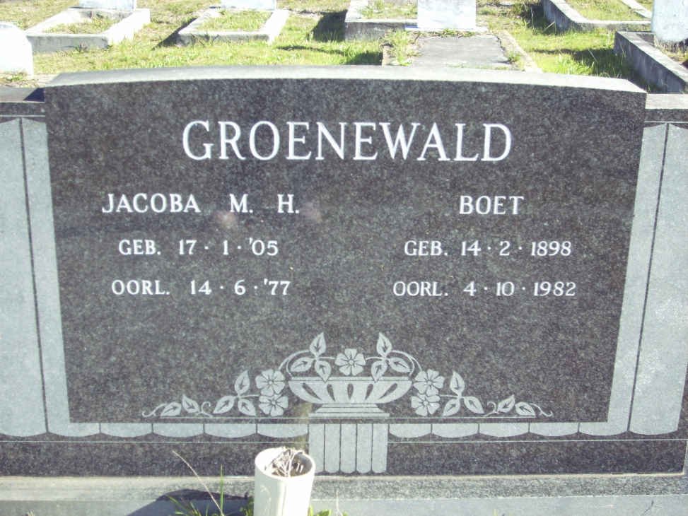 GROENEWALD Boet 1898-1982 &amp; Jacoba M.H. 1905-1977 