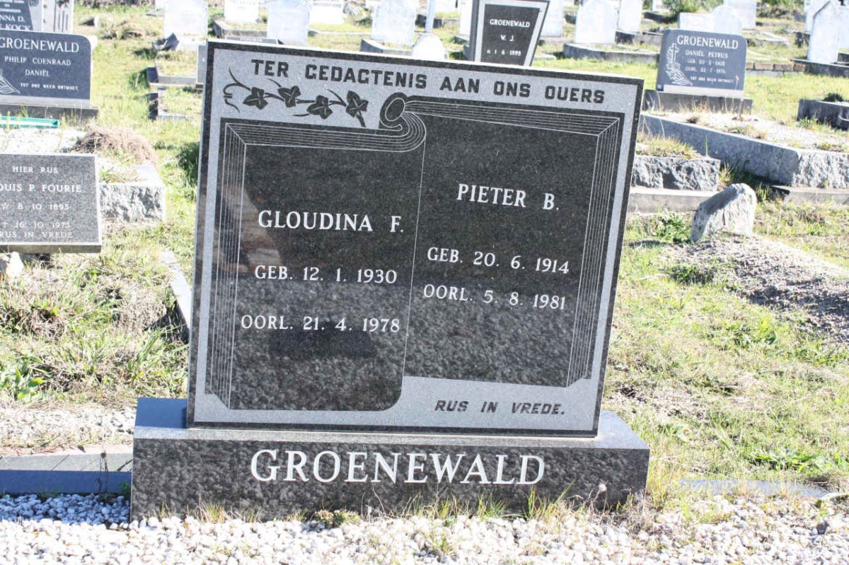 GROENEWALD Pieter B. 1914-1981 &amp; Gloudina F. 1930-1978