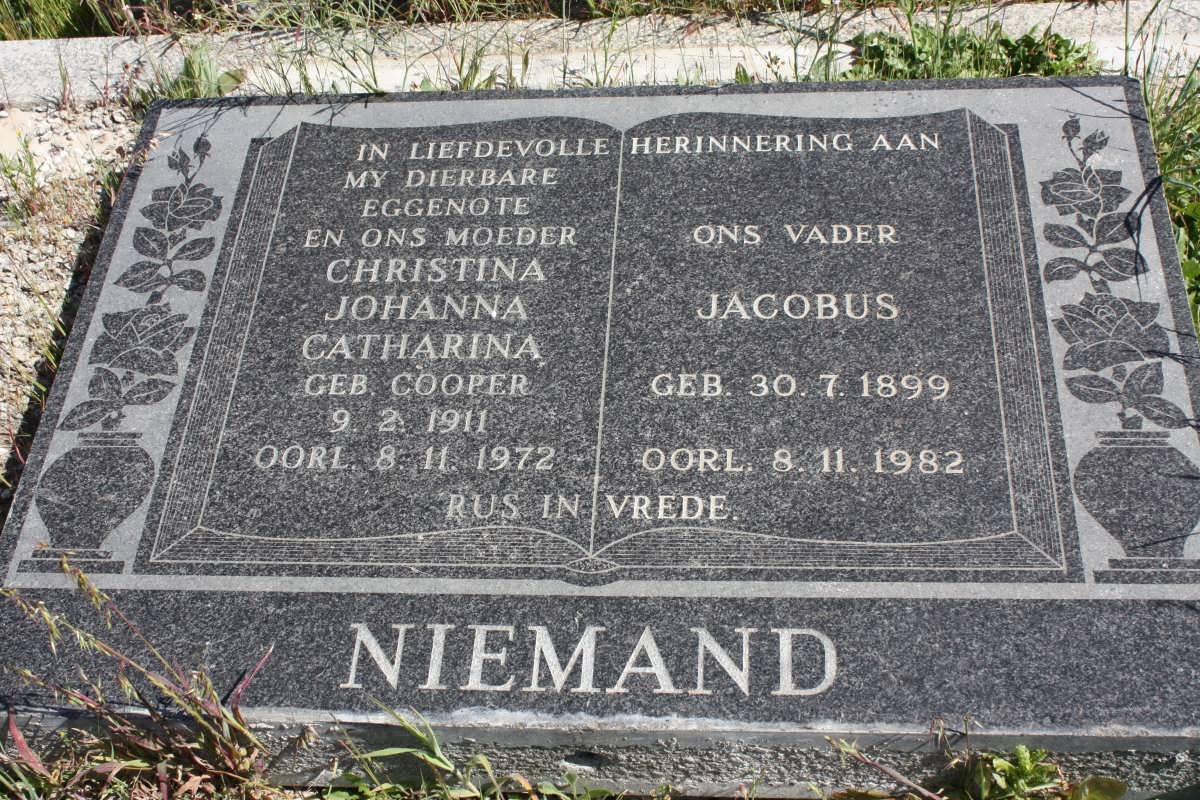 NIEMAND Jacobus 1899-1982 &amp; Christina Johanna Catharina COOPER 1911-1972