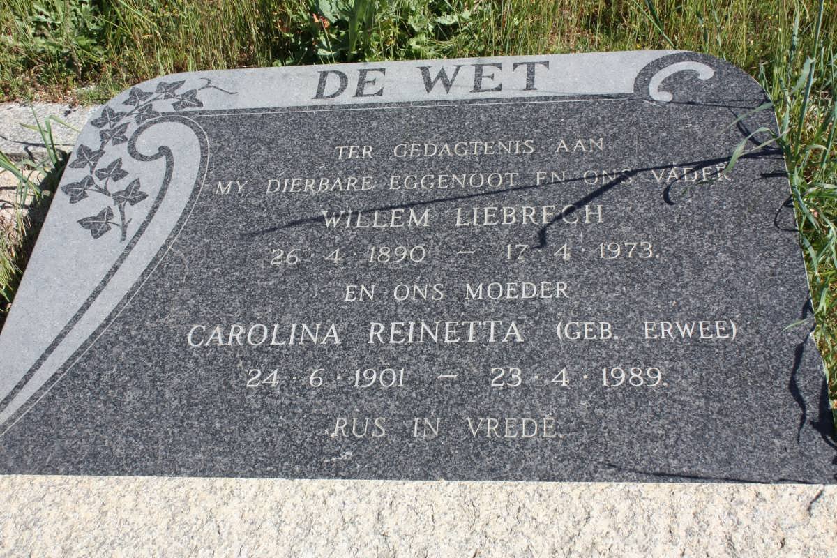 WET Willem Liebrech, de 1890-1973 &amp; Carolina Reinetta ERWEE 1901-1989 