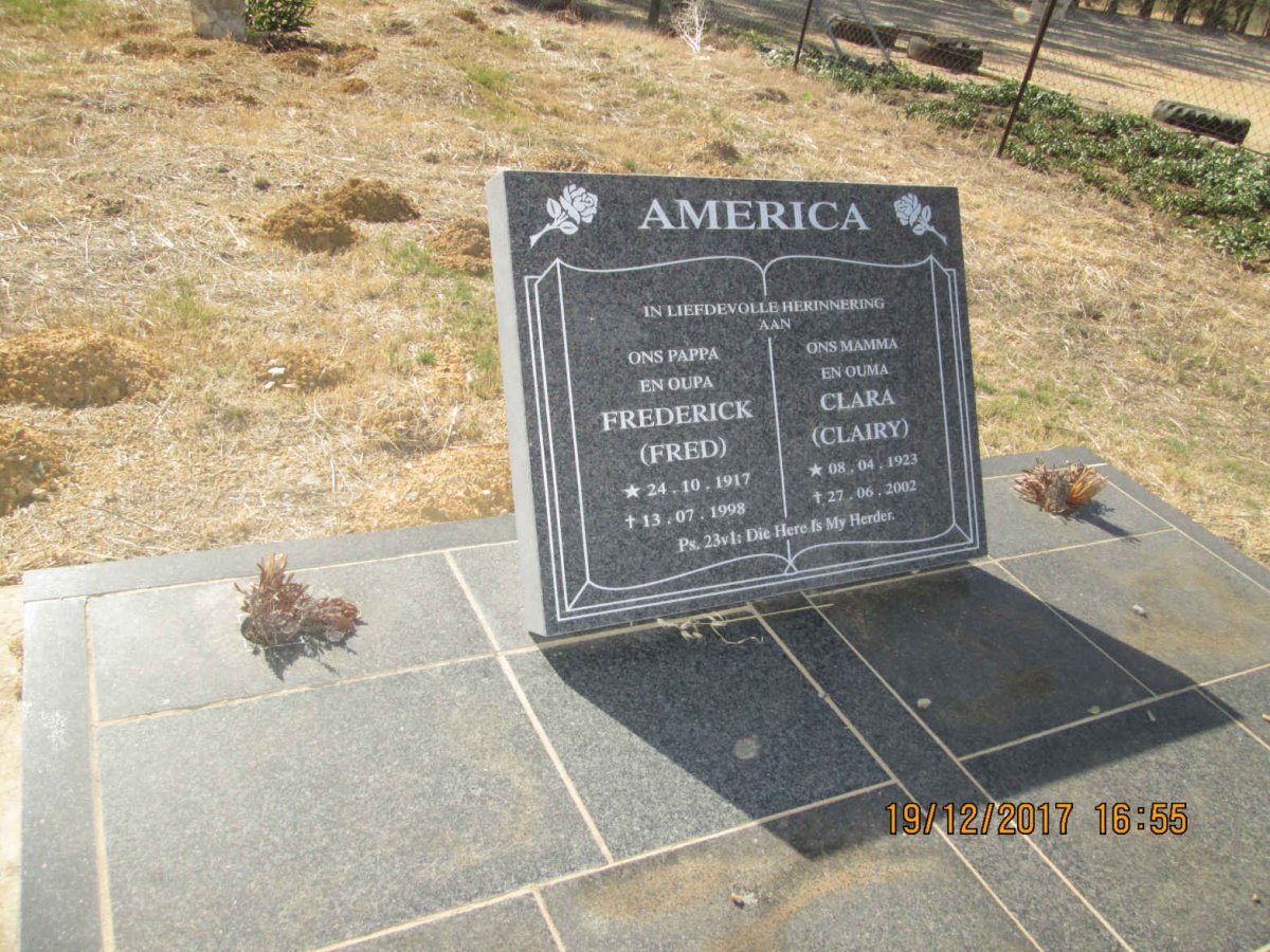 AMERICA Frederick 1917-1998 &amp; Clara 1923-2002