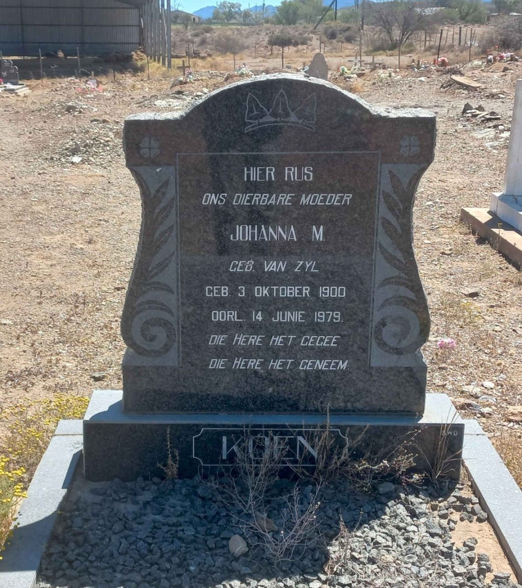 KOEN Johanna M. nee VAN ZYL 1900-1979