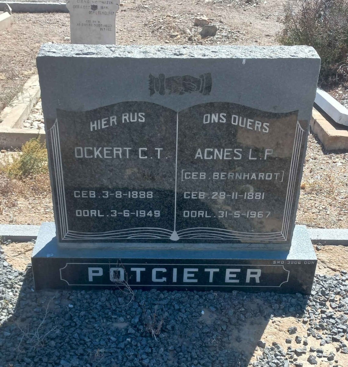 POTGIETER Ockert C.T. 1888-1949 & Agnes L.P. BERNHARDT 1881-1967