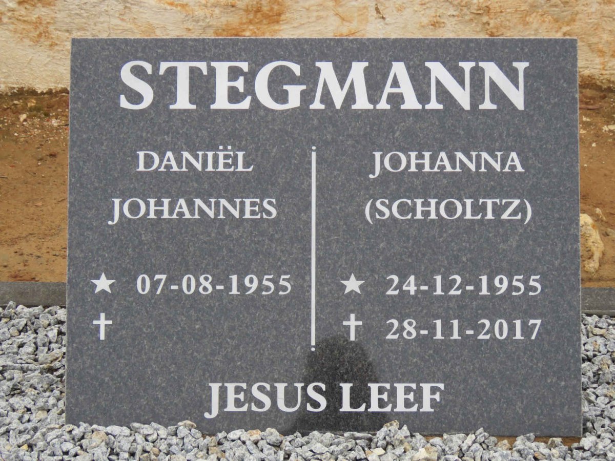 STEGMANN Daniël Johannes 1955- &amp; Johanna SCHOLTZ 1955-2017