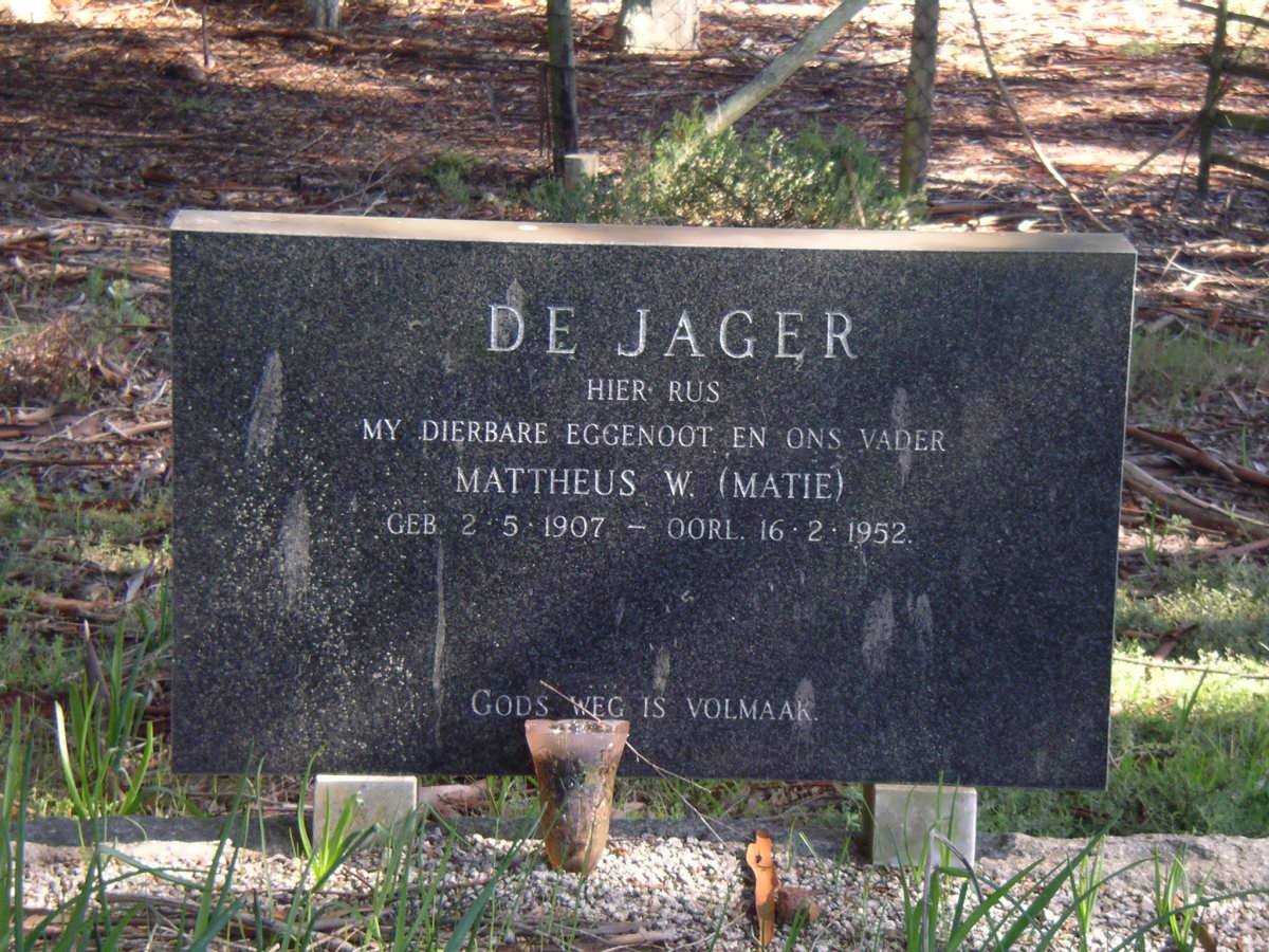 JAGER Mattheus W., de 1907-1952