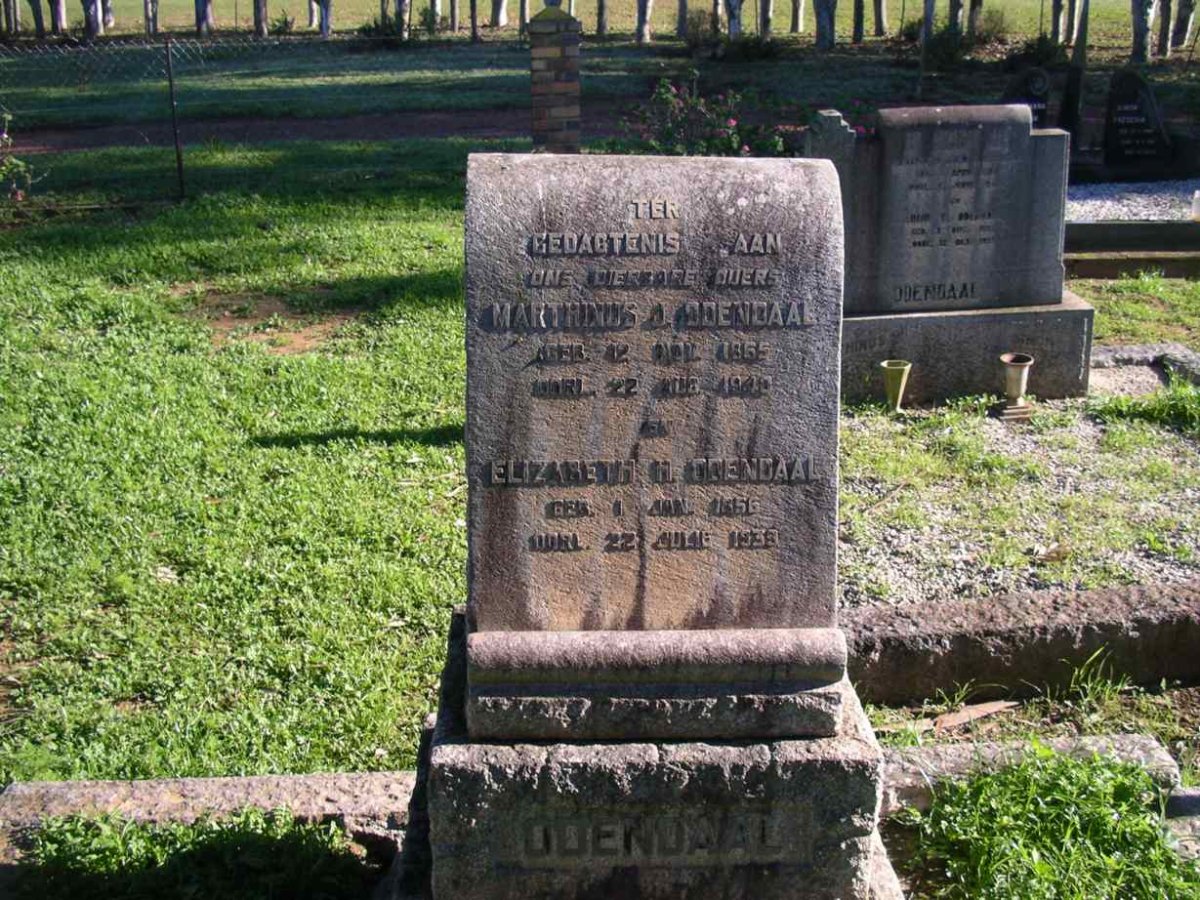 ODENDAAL Marthinus J. 1865-1940 &amp; Elizabeth H. 1856-193?