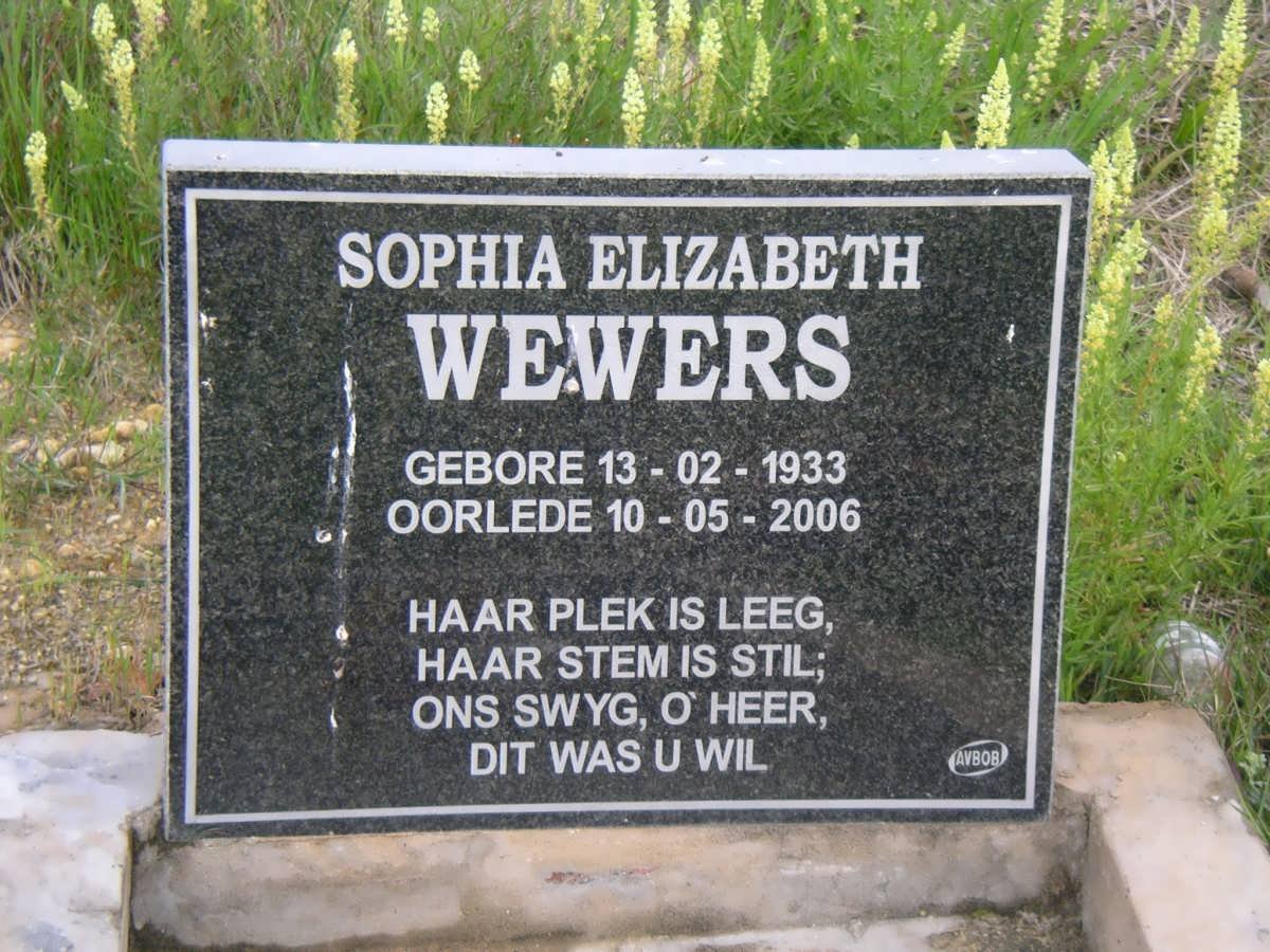 WEWERS Sophia Elizabeth 1933-2006