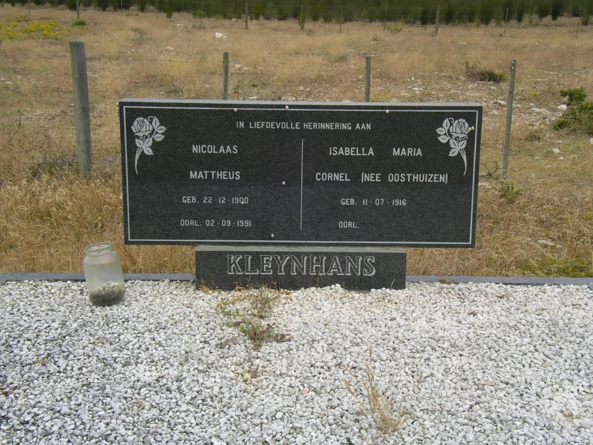 KLEYNHANS Nicolaas Mattheus 1900-1991 &amp; Isabella Maria Cornel OOSTHUIZEN 1916-