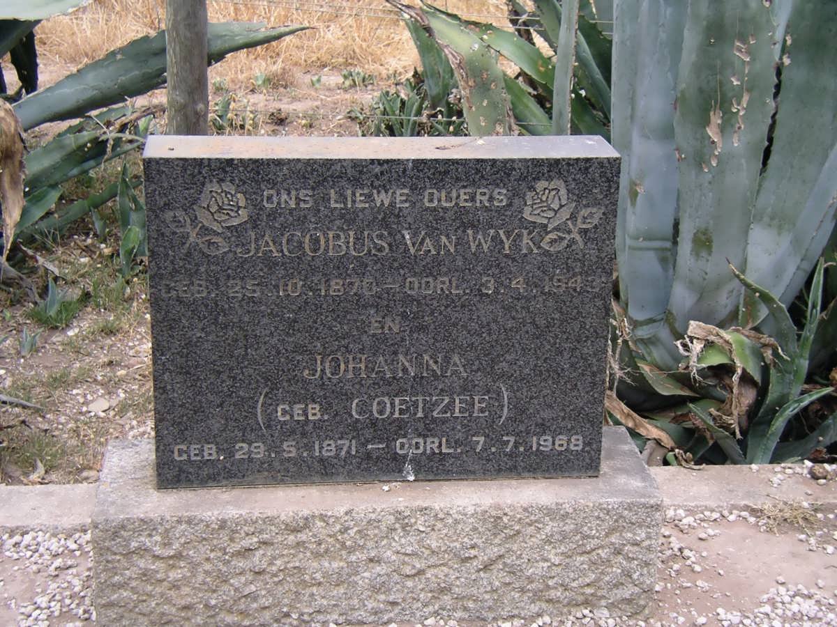 WYK Jacobus, van 1870-1943 &amp; Johanna COETZEE 1871-1968