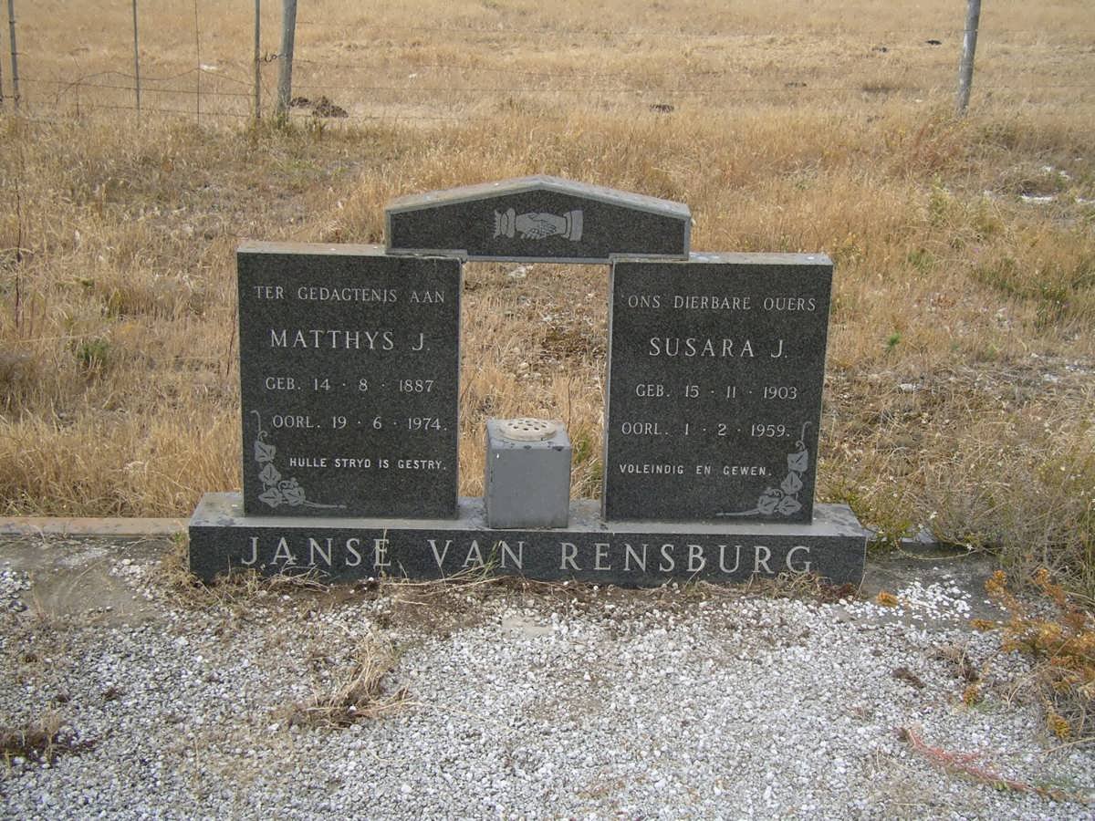 RENSBURG Matthys J., Janse van 1887-1974 &amp; Susara J. 1903-1959