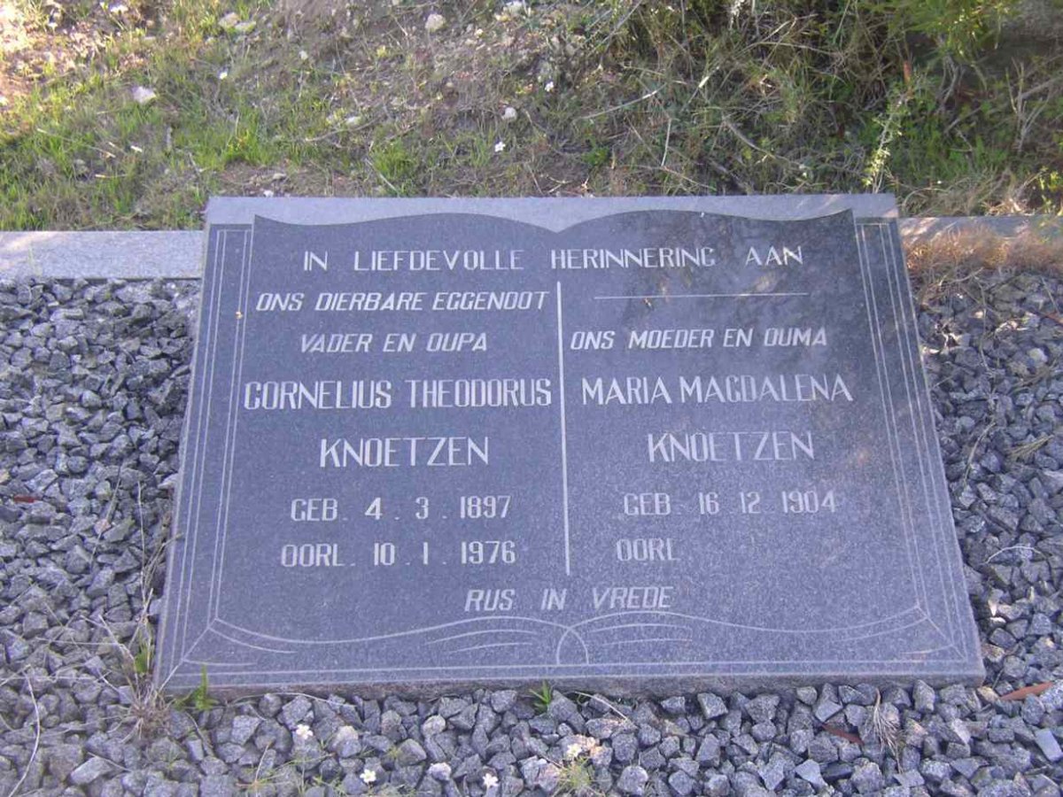 KNOETZEN Cornelius Theodorus 1897-1976 &amp; Maria Magdalena 1904-
