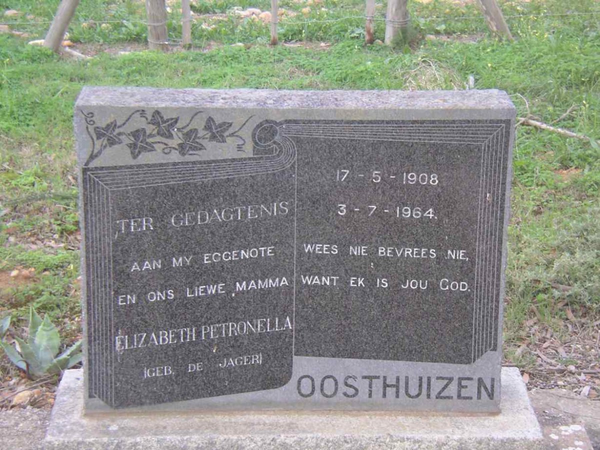 OOSTHUIZEN Elizabeth Petronella nee DE JAGER 1908-1964