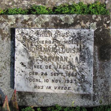 SAAYMAN Johanna Louisa nee DE JAGER 1862-1927