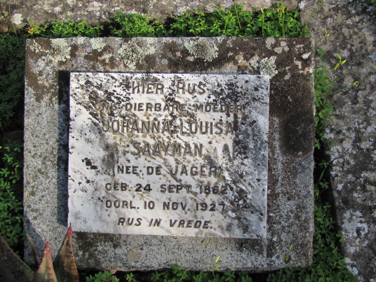 SAAYMAN Johanna Louisa nee DE JAGER 1862-1927