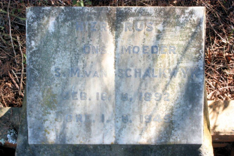 SCHALKWYK S.M., van 1892-1945