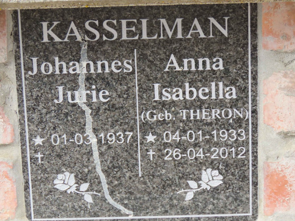 KASSELMAN Johannes Jurie 1937- &amp; Anna Isabella THERON 1933-2012