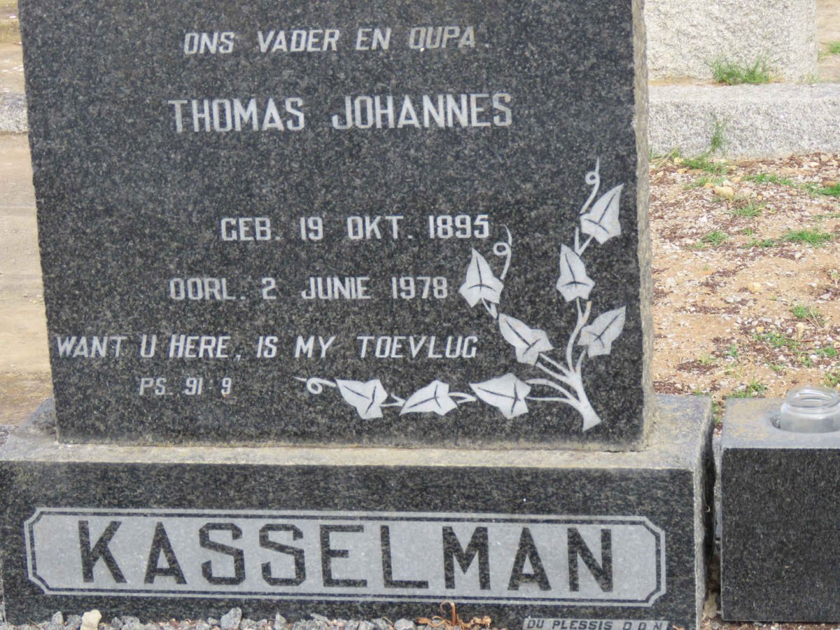 KASSELMAN Thomas Johannes 1895-1978 &amp; Hester Catharina VAN TONDER 1908-1962
