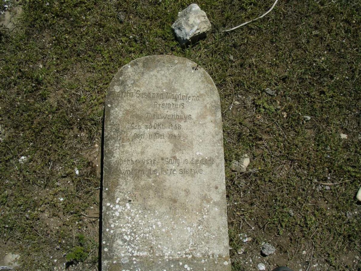 PRETORIUS Martha Susanna Magdalena nee NIEUWENHUYS 1868-1949