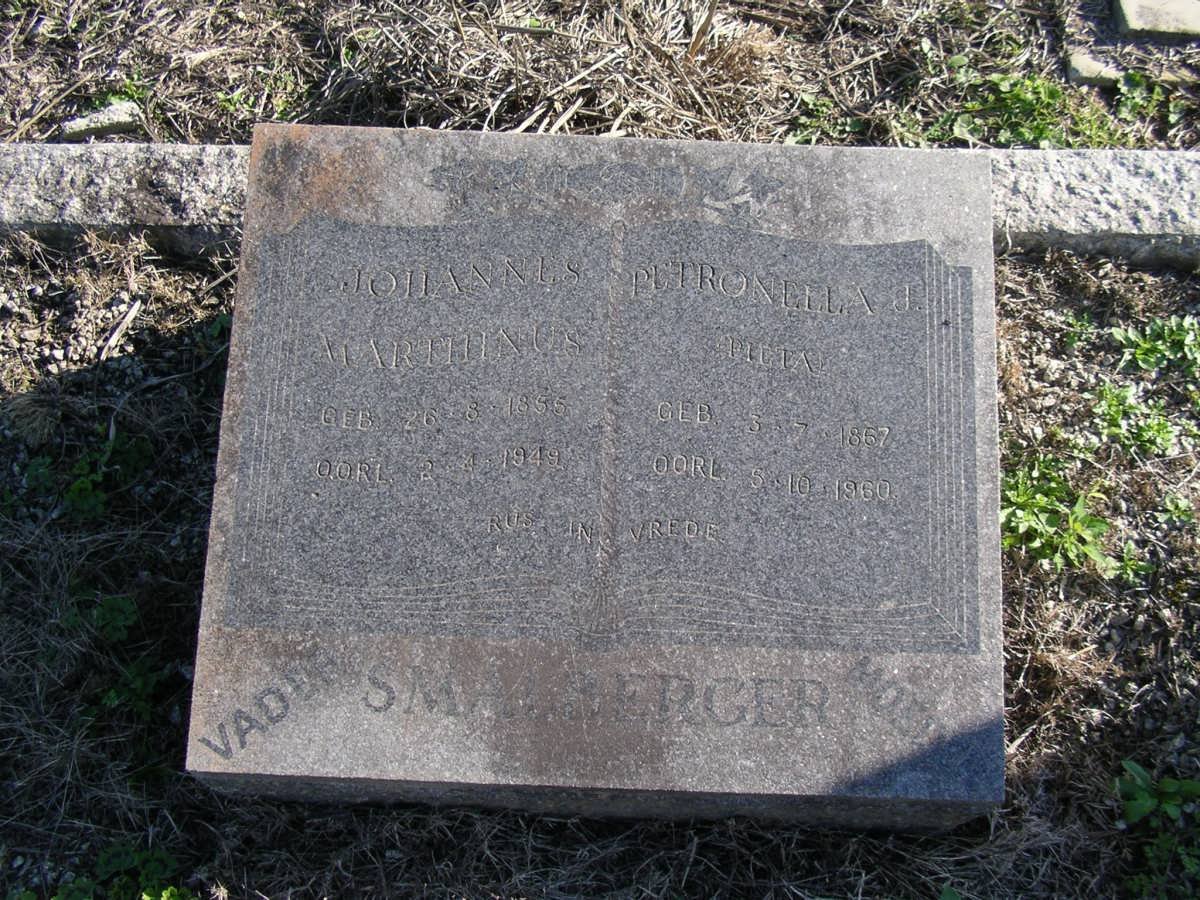 SMALBERGER Johannes Marthinus 1855-1949 &amp; Petronella J. 1867-1960