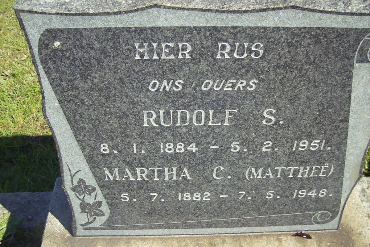 ? Rudolf S. 1884-1951 &amp; Martha C. MATTHEé 1882-1948