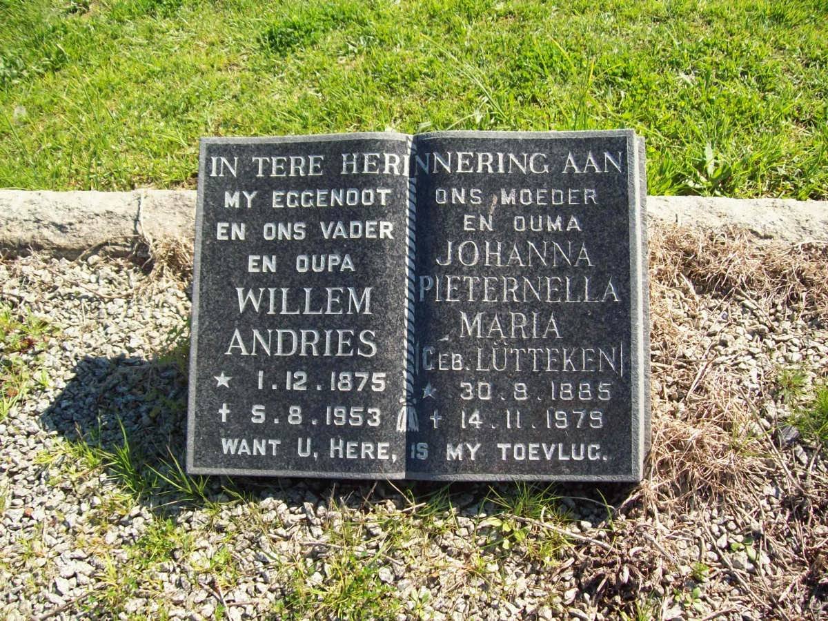 ? Willem Andries 1875-1953 &amp; Johanna Pieternella Maria  LUTTEKEN 1885-1979