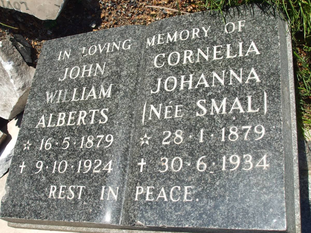 ALBERTS John William 1879-1934 &amp; Cornelia Johanna SMAL 1879-1934
