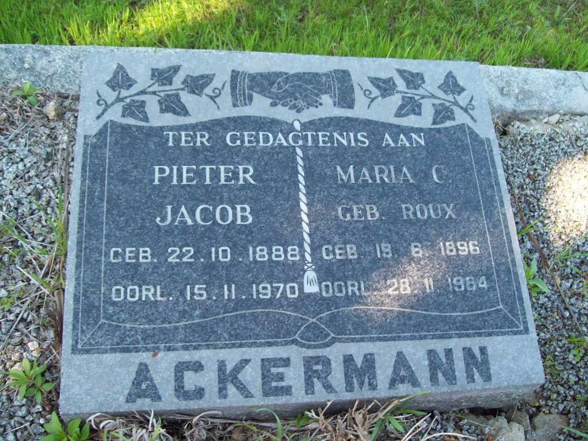 ACKERMANN Pieter Jacob 1888-1970 &amp; Maria C. ROUX 1896-1964